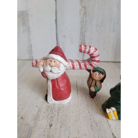 Eddie Walker Santa Claus elf tree figure set glitter Xmas decor - Picture 2 of 6